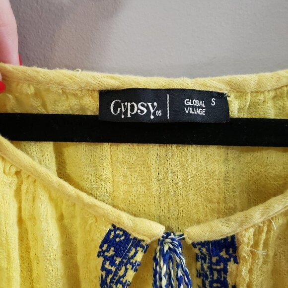 Gypsy 05 Global Village Embroidered Peasant Top S - Picture 5 of 8